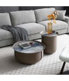 Table basse BASTIA ronde simili cuir taupe Table basse BASTIA ronde simili cuir taupe