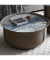Table basse BASTIA ronde simili cuir taupe Table basse BASTIA ronde simili cuir taupe