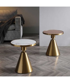Coin canapé KARINE cône doré plateau marbre blanc design glam mid century - gamme