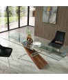 Table repas FELICIA Noyer Inox Design fusion extensible 12 pers