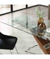 Table repas FELICIA Noyer Inox Design fusion extensible 12 pers