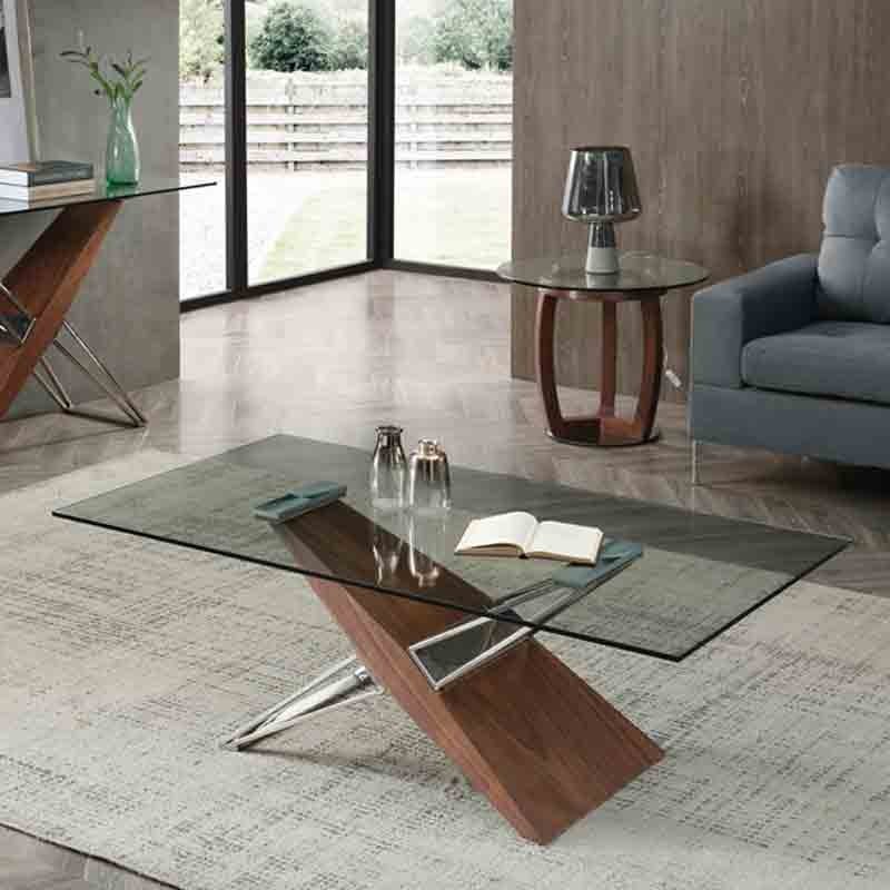 Table basse FELICIA Noyer Inox Design fusion Table basse FELICIA Noyer Inox Design fusion