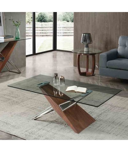 Table basse FELICIA Noyer Inox Design fusion