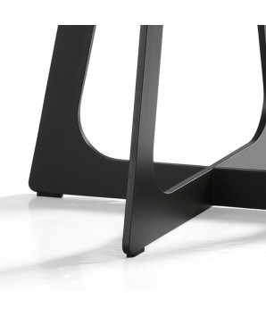 coin canapé VOGUE ronde industriel minimaliste détail pied métal plateau verre