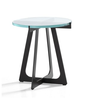 coin canapé rond industriel minimaliste VOGUE pied métal plateau verre