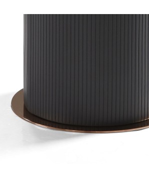 Coin canapé ARENA plateau verre marbre base pied cylindrique design minimalisme sculptural