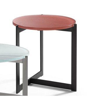 coin canapé ronde design minimaliste MADRID plateau verre pied métal
