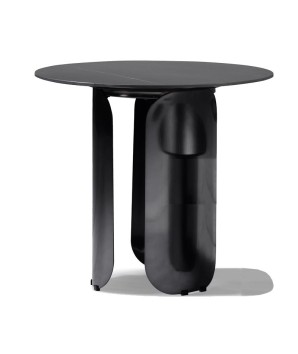 coin canapé MALDIVES plateau céramique jade noir or pied métal design sculptural