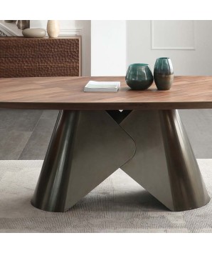Table repas CRISTINA sculpturale effet bois pour 12 personnes