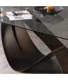 Table repas LEANA pied papillon plateau verre 10 personnes Table repas LEANA pied papillon plateau verre 10 personnes