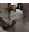 Table repas LEANA pied papillon plateau verre 10 personnes Table repas LEANA pied papillon plateau verre 10 personnes