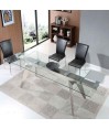 Table repas ANDREA 2m inox et verre pour 14 personnes