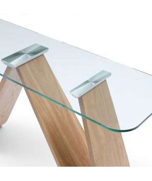 console WENDY – Hêtre verre design Modernisme Organique