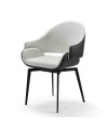 Lot de 2 fauteuils pivotants ELIO tissu Blanc & similicuir Noir Lot de 2 fauteuils pivotants ELIO tissu Blanc & similicuir Noir