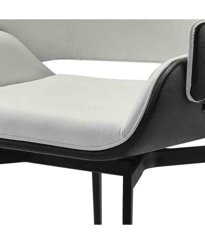 Lot de 2 fauteuils pivotants ELIO tissu Blanc & similicuir Noir