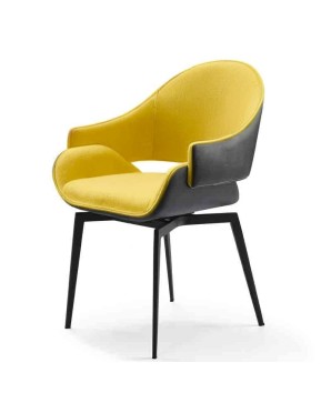 fauteuil pivotants ELIO design minimaliste similicuir Noir assise jaune