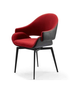 fauteuil pivotants ELIO design minimaliste similicuir Noir assise rouge