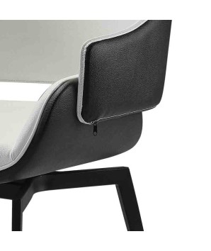 fauteuil pivotants ELIO design minimaliste similicuir Noir assise blanc détail déhoussable