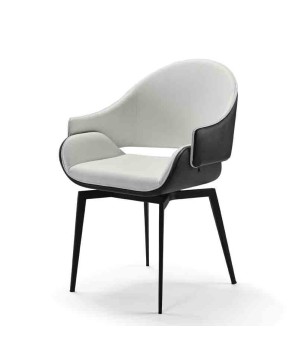 fauteuil pivotants ELIO design minimaliste similicuir Noir assise blanc
