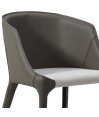 Fauteuil repas LEANA Tissu Blanc similicuir gris foncé