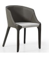 Fauteuil repas LEANA Tissu Blanc similicuir gris foncé