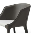 Fauteuil repas LEANA Tissu Blanc similicuir gris foncé