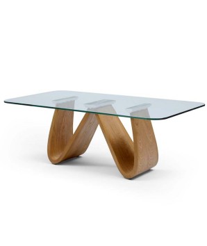 Table basse WENDY – Noyer verre design Modernisme Organique