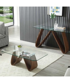 Table basse WENDY Noyer Design Modernisme Organique
