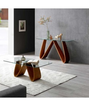 gamme table basse console WENDY design modernisme organique noyer