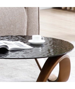 Table basse ronde VANCOUVER design sculptural organique