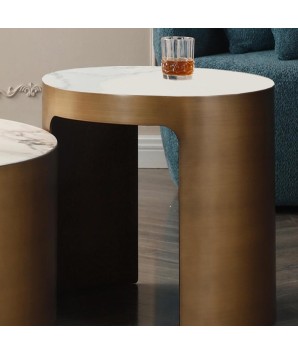 Coin canapé ronde ELEA plateau Golden stone Design So Chic
