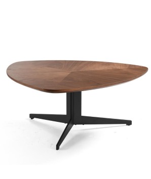 table basse industriel triangulaire OSLO bois céramique pied noir