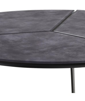 table basse ronde PASEO sérigraphie organique noir grande détail plateau