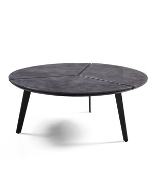 table basse ronde PASEO sérigraphie organique noir grande