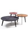 Petite Table basse ronde PASEO plateau verre curry design organique Petite Table basse ronde PASEO plateau verre curry design organique