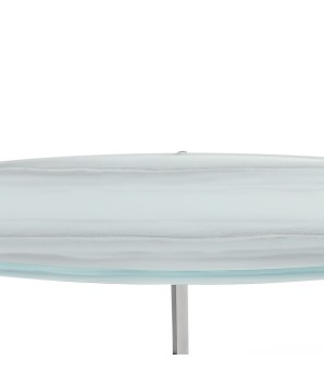 table basse ronde design minimaliste MADRID détail plateau verre pied métal