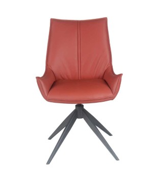 chaise pivotante LEA cuir rouge face