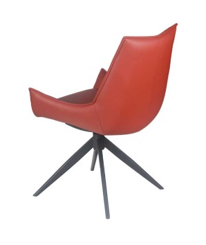 chaise pivotante LEA cuir rouge trois quart dos