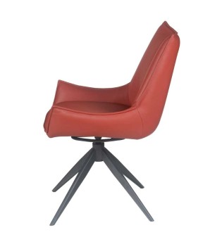 chaise pivotante LEA cuir rouge profil