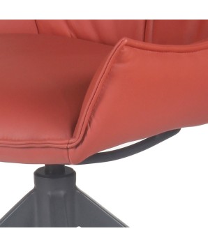chaise pivotante LEA cuir rouge détail pied couture
