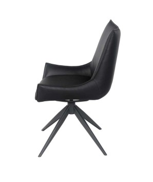 chaise pivotante LEA cuir noir coté