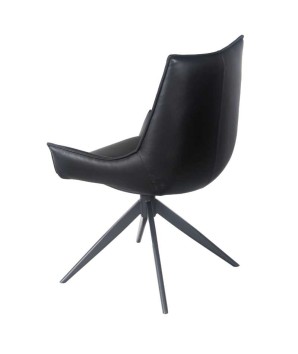 chaise pivotante LEA cuir noir trois quart dos