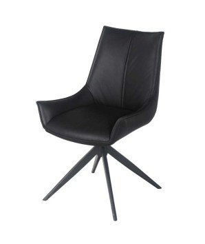 Lot de 2 chaises pivotantes LEA cuir Noir