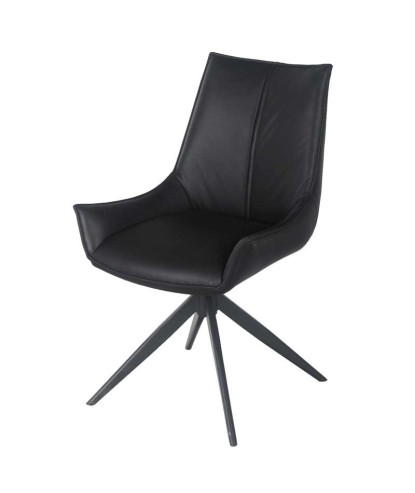 Lot de 2 chaises pivotantes LEA cuir Noir