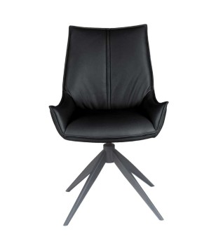 chaise pivotante LEA cuir noir face