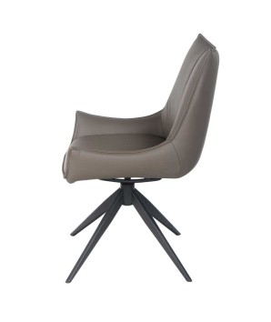 chaise pivotante LEA cuir gris profil