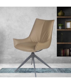 chaise pivotante LEA cuir beige coté salon