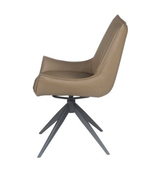 chaise pivotante LEA cuir beige profil