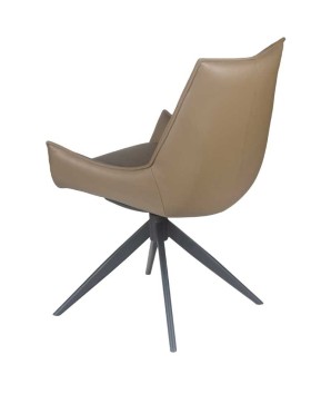 chaise pivotante LEA cuir beige trois quart dos