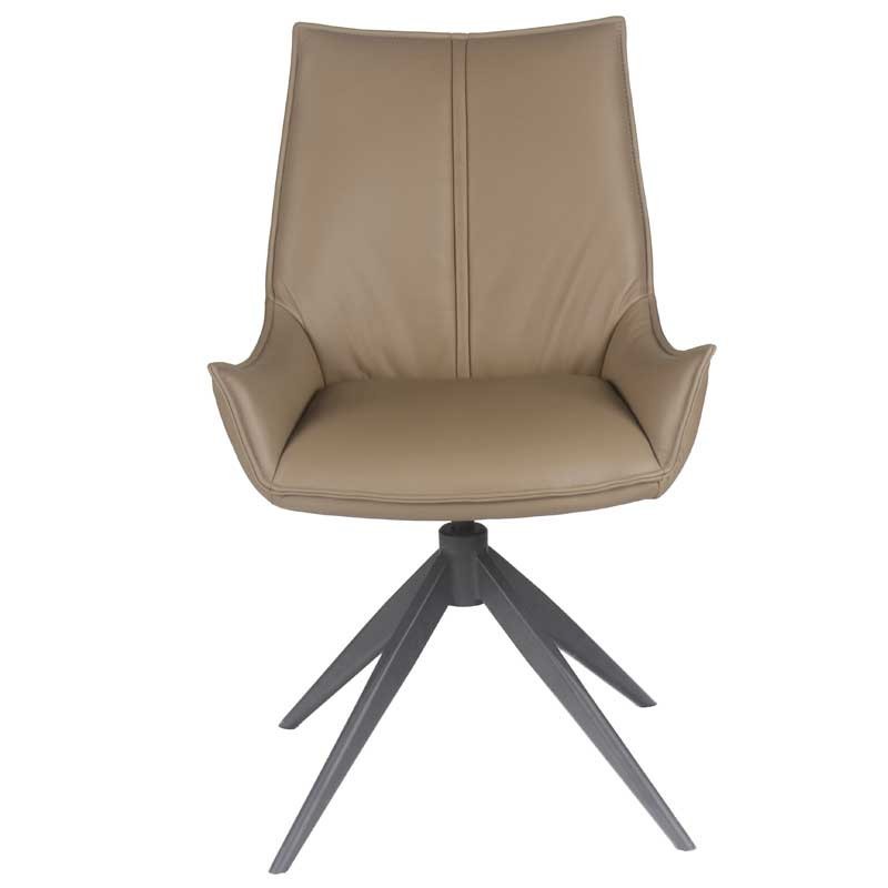 Lot de 2 chaises pivotantes LEA cuir Beige
